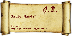 Gulis Manó névjegykártya